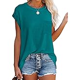 Women's Summer Casual Tops Cap Sleeve Oversized T Shirts Loose Fit Blouses