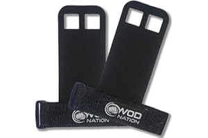 WOD Nation Barbell Gymnastics Grips Perfect for Pull-up Training, Kettlebells, Gymnastic Rings (Black - Small)
