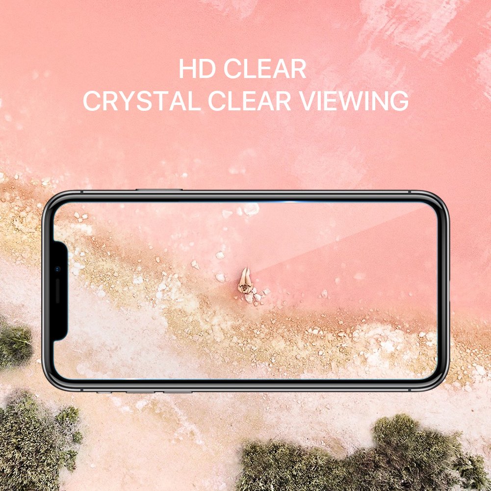 Tembin 2 Pack Clear Tempered Glass Screen Protector for iPhone X Case Friendly 9H Hardness Anti-Oil/Scratch/Fingerprint Screen Film for Apple iPhone X/10