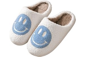 COUNDYMER Smile Face Slippers for Women Happy face slippers Retro Soft Plush Warm Slip-on Slippers, Cozy Indoor Outdoor Slippers
