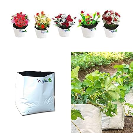 VAYINATO Plastic UV Treated Grow Bag, Black, 24 x 24 x 40 cm, 5 Pieces