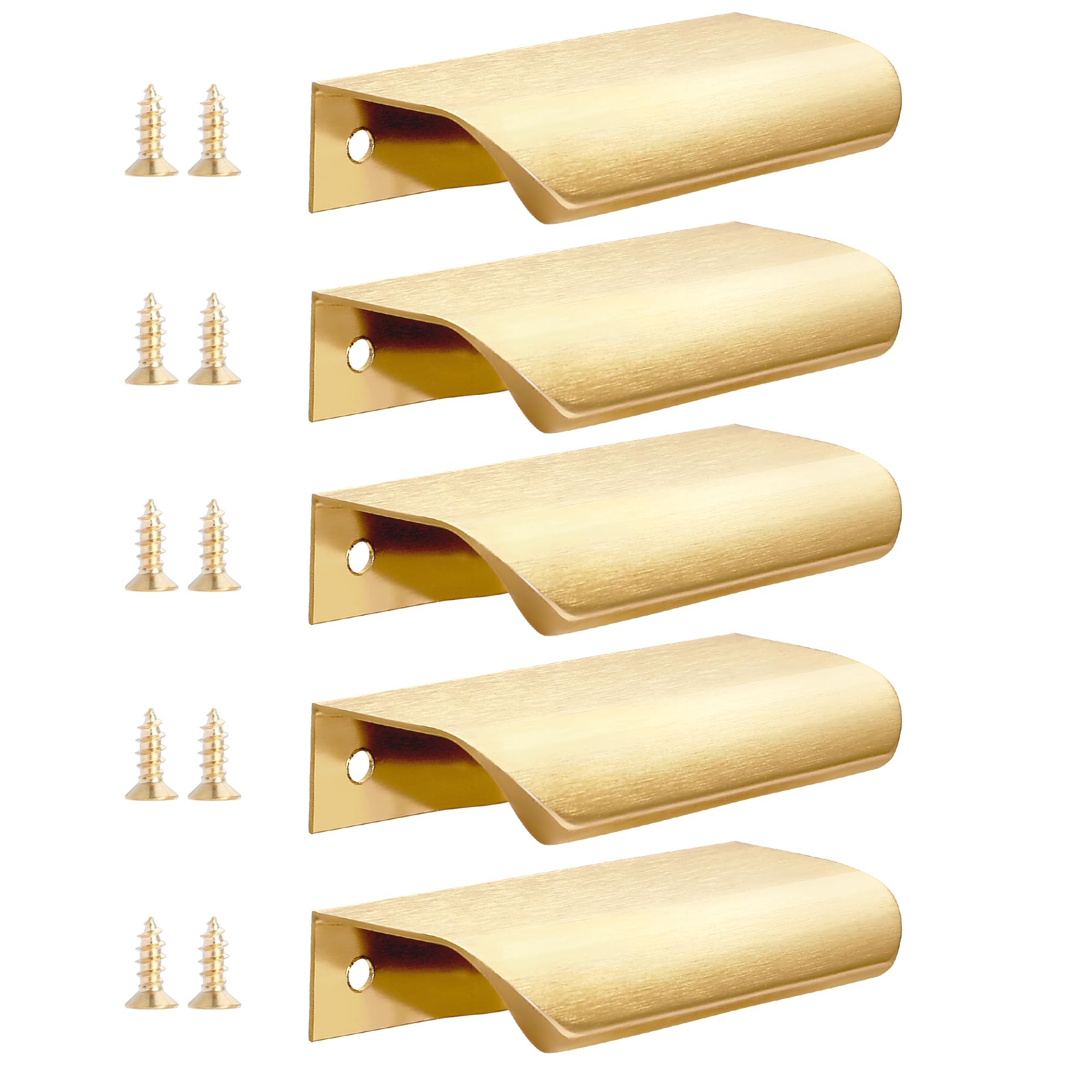 Malimali 5 Pack Dark Gold Kitchen Cupboard Handles Finger Edge Pulls for Cabinets and Drawers, 80mm Aluminum Modern Wardrobe Door Bathroom Cabinet Handles, Brushed Dark Gold