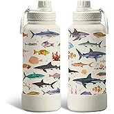 Gifts for Men 34oz Fish Water Bottle, Fisherman Tumbler with Spout Lid, Leak Proof Vacuum Insulated Stainless Steel Cup Travel Mug, Christmas Birthday Fathers Day Fishing Gifts for Dad Husband (1 pc)