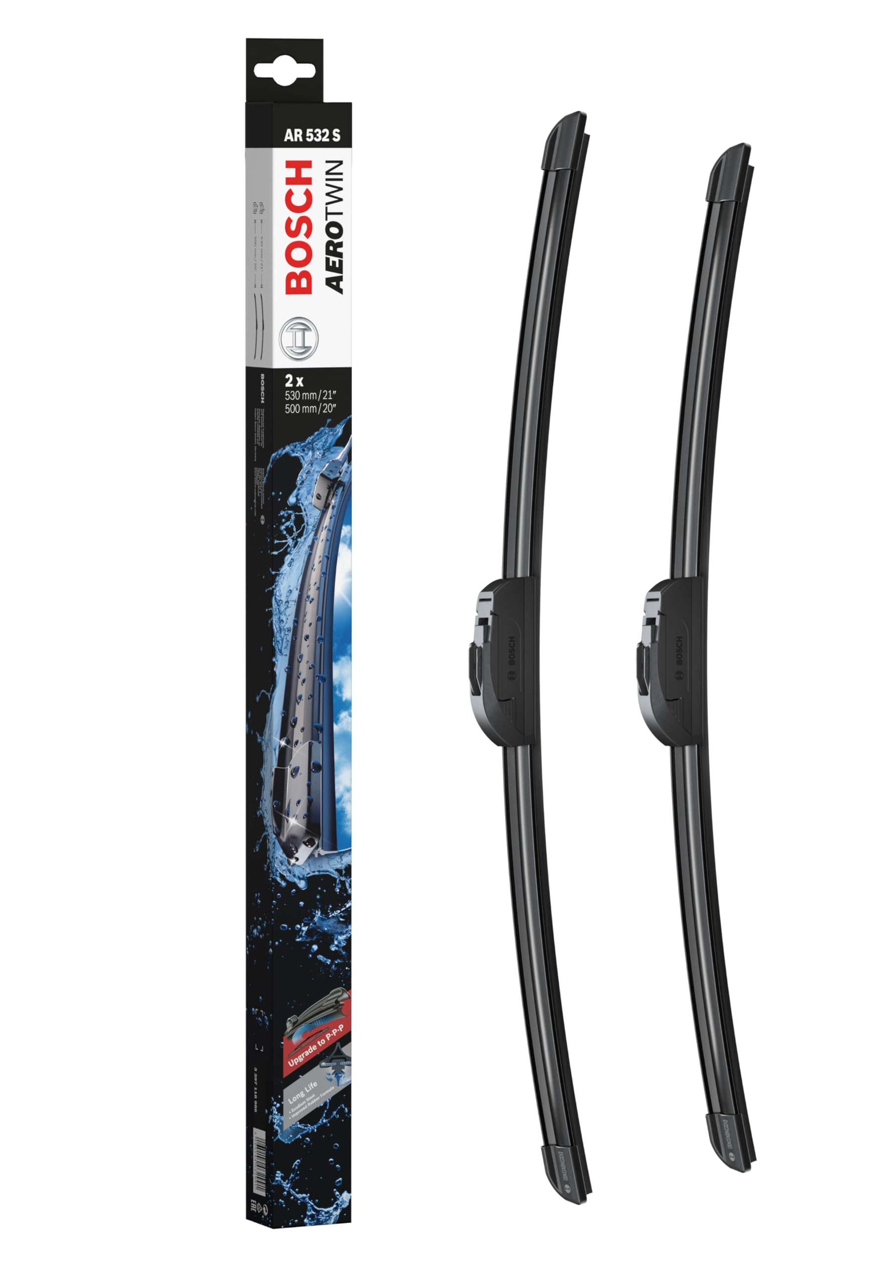 Bosch Wiper Blade Aerotwin AR532S, Length: 530mm/500mm – Set of Front Wiper Blades - Only for Left-Hand Drive (EU)