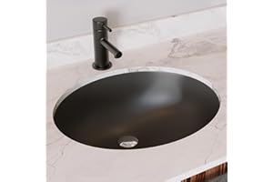 DEER VALLEY DeerValley DV-1U303B Black Undermount Bathroom Sink 18'' x 15'' Oval Ceramic Sink Bathroom Vessel Sink with Overflow Hole