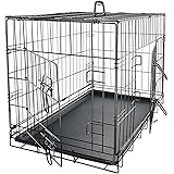 Dog Crates for Small Dogs - Dog Crate 24" Pet Cage Double-Door Best for Puppy & Kitten Pets - Wire Metal Kennel Cages with Di