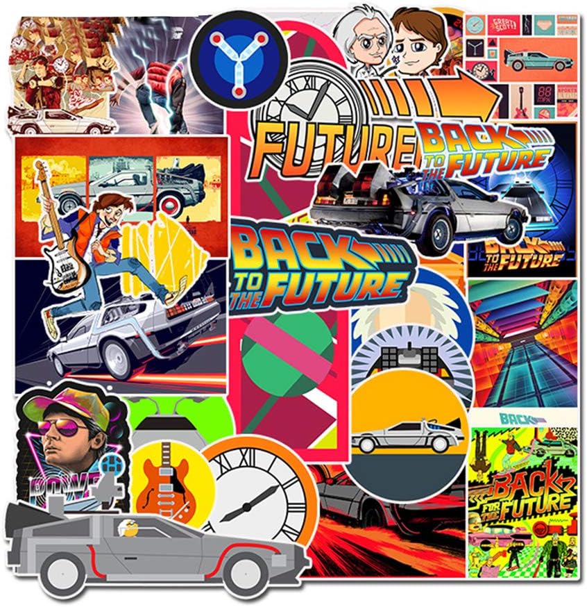 Back to The Future Stickers - Laptop Vinyl Waterproof 50 Pack Decals Suitable for Water Bottle Car Motorcycle Bicycle Bumper Skateboard Helmet Luggage Phone Case DIY Decoration Gift [No-Duplicate]