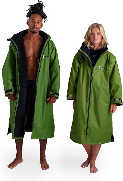 Dryrobe Advance Long Sleeve Waterproof Changing Robe Dark Green Black Small