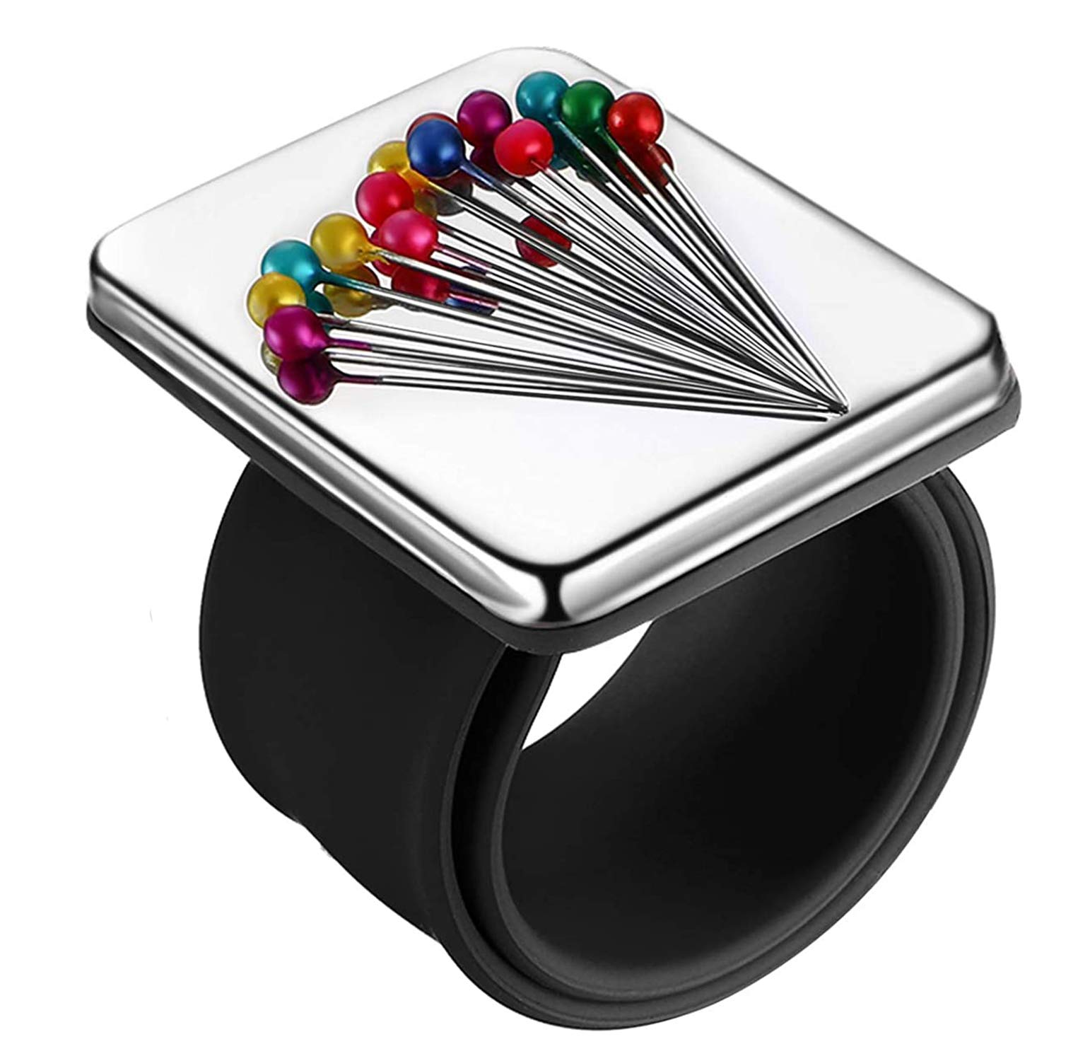 Magnetic wrist strap,1PCS Magnetic Silicone Wrist Strap, Magnetic Pin Bracelet,Magnetic Sewing Pincushion,Square Pin Cushion with Silicone Wrist Strap Wristband for DIY Sewing Embroidery Hair Clips