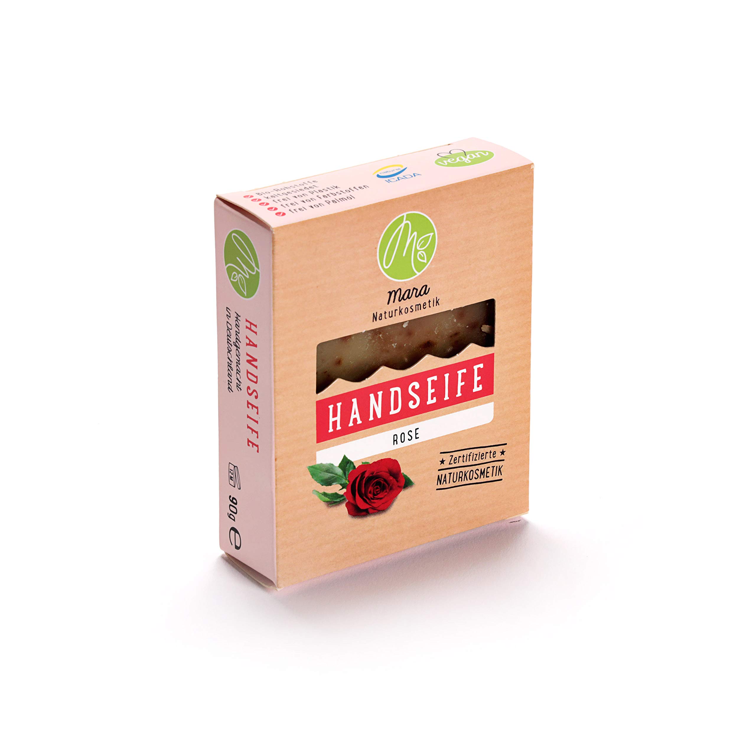 Mara Rose Hand Soap, Natural Cosmetics, Vegan, Organic Natural Soap, Handmade, Body Care, 1 x 90 g