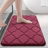 OLANLY Memory Foam Bath Mat Rug 24x16, Ultra Soft and Absorbent Bathroom Rugs, Non-Slip, Comfortable, Machine Washable Bath Carpet for Bathroom Floor, Tub, Shower and Home Decor Accessories, Burgundy