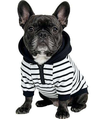 Amazon.com: CHEERTAILS Striped Dog Hoodie French Bulldog Clothes