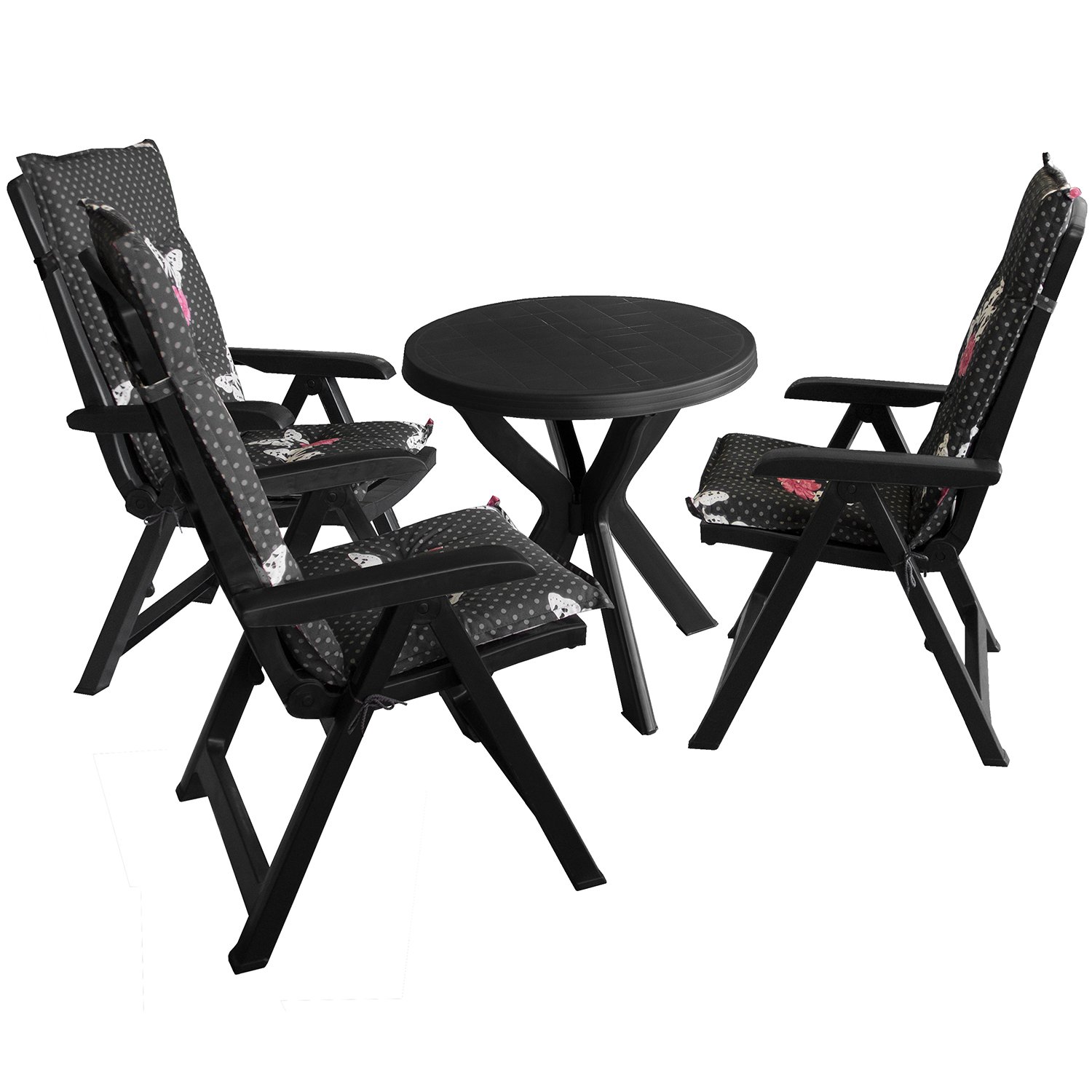 Bistrogarnitur Kunststoff Gartentisch Ø70x72cm + 3x ...