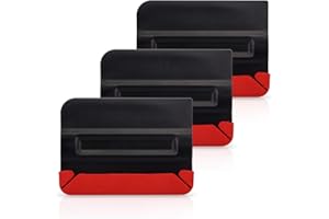 Gomake Vinyl Felt Squeegee 4 Inch Built in Magnet with Big Buffer Felt Edge for Car Vinyl Scraper Decal Applicator Tool, Pack of 3