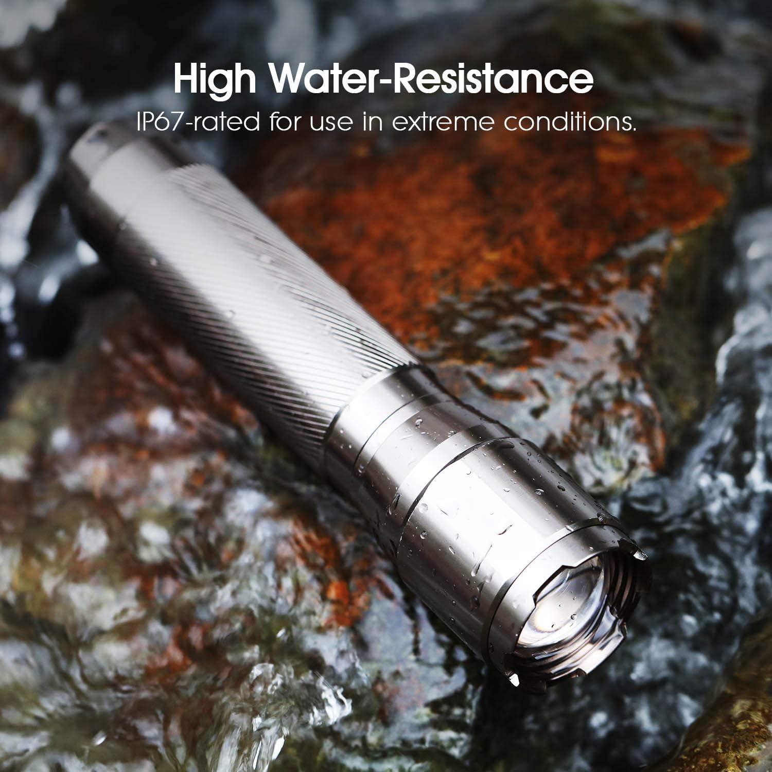 LETMY High-Powered LED Flashlight S2000, Upgraded Brightest High Lumen Flashlights with 3 Modes, Zoomable, Water Resistant for Gift, Camping, Outdoor, Emergency - - 