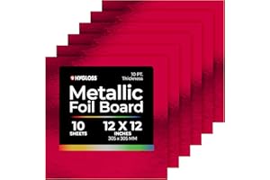 Hygloss Metallic Cardstock Sheets – 10 Shiny Red Sheets, 12” x 12” - Sturdy 10 pt. – Metallic Foil Board Paper for Crafts, Scrapbooking, Posters & Decorations