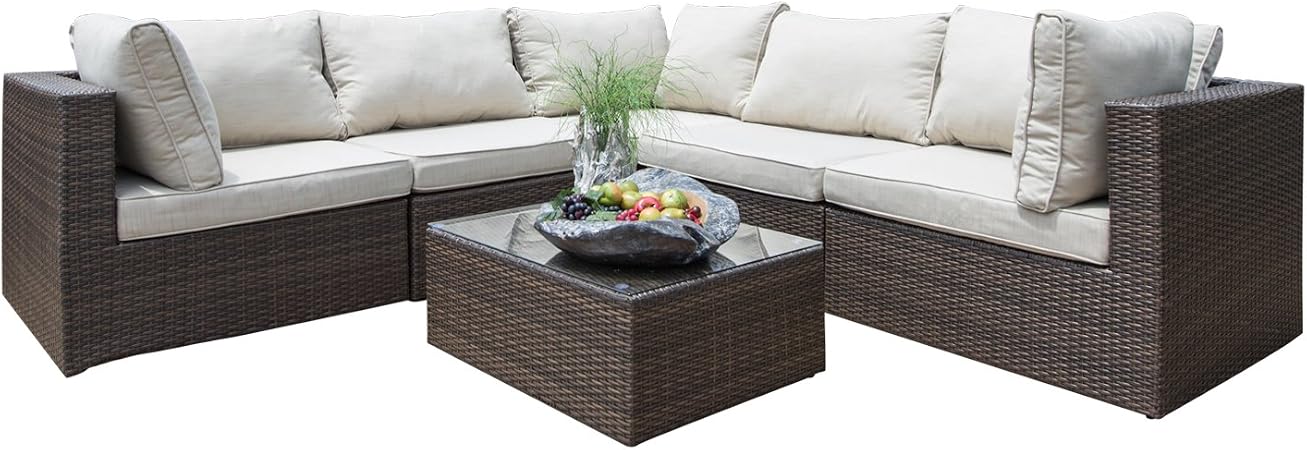 Amazon Com Supernova Outdoor Patio 6pc Sectional Furniture Wicker Rattan Sofa Set 6 Pcs Sofa Set Garden Outdoor