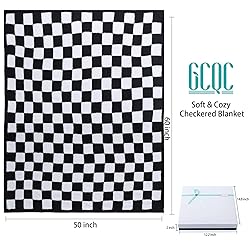 GCQC Checkered Throw Blanket, Knitted Checkerboard
