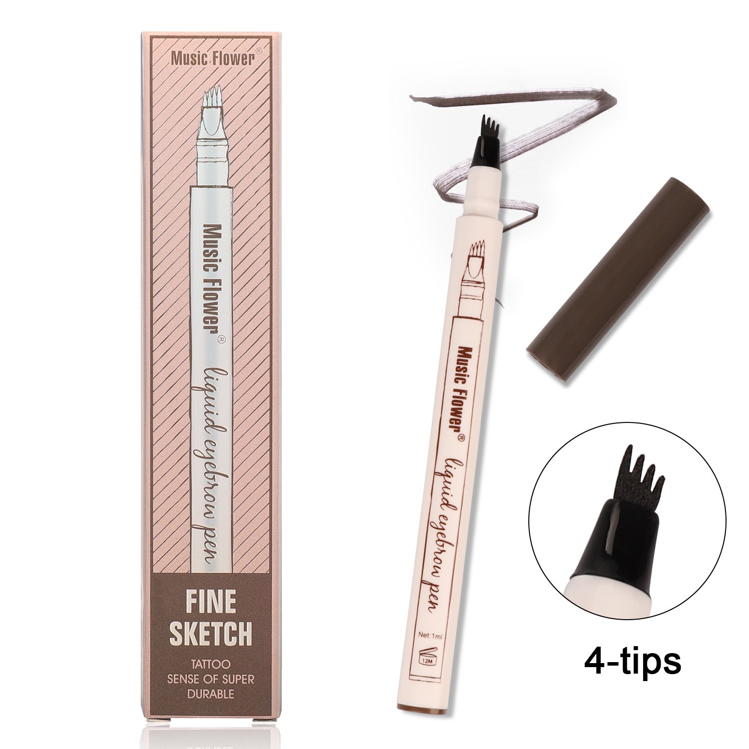 Microblading Eyebrow Pen, Sweat-proof Long-lasting Waterproof Eyebrow Pen for Eyes Makeup (01 Chestnut)