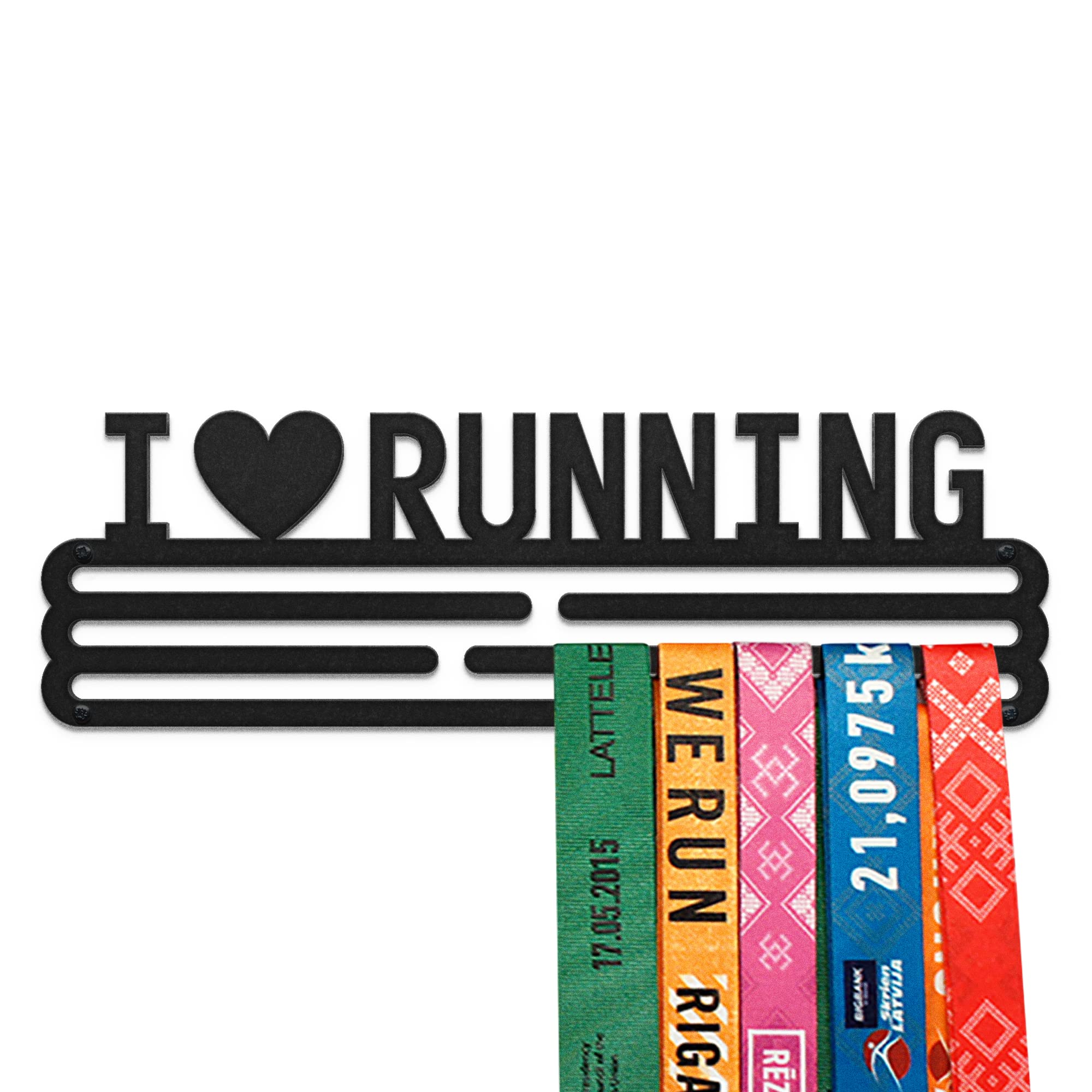 United Medals I LOVE RUNNING Sport Medal Hanger Display | Matte Black Steel Medal holder | Awards display rack for up to 30 medals