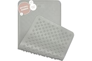 HEVEA Natural Rubber Big Bath Mat - Upcycled, Danish Design - Non Slip Bathtub Mat, 299 Suction Cups - Safe and Friendly Shower Mat for All Ages (Granite)