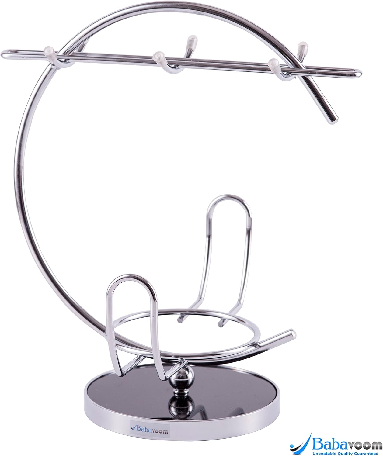 Babavoom Stainless Steel Chrome Mug Tree Holder Stand Organizer Rack