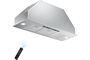 IKTCH 36 inch Built-in/Insert Range Hood 900 CFM, Ducted/Ductless Convertible Duct, Stainless Steel Kitchen Vent Hood with 4 Speed Gesture Sensing&Touch Control Panel(IKB01-36)