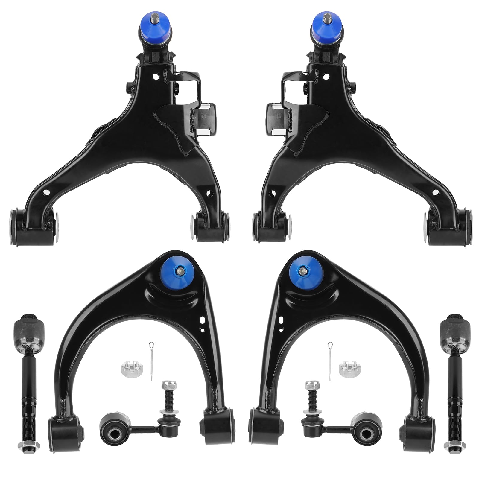 Photo 1 of 8pc Front Upper Lower Control Arms Suspension Kit Fit for Toyota for Sequoia 2008-2019 for Tundra 2007-2019 with Ball Joint Sway Bar End Link Tie Rod End K621307 K621308
