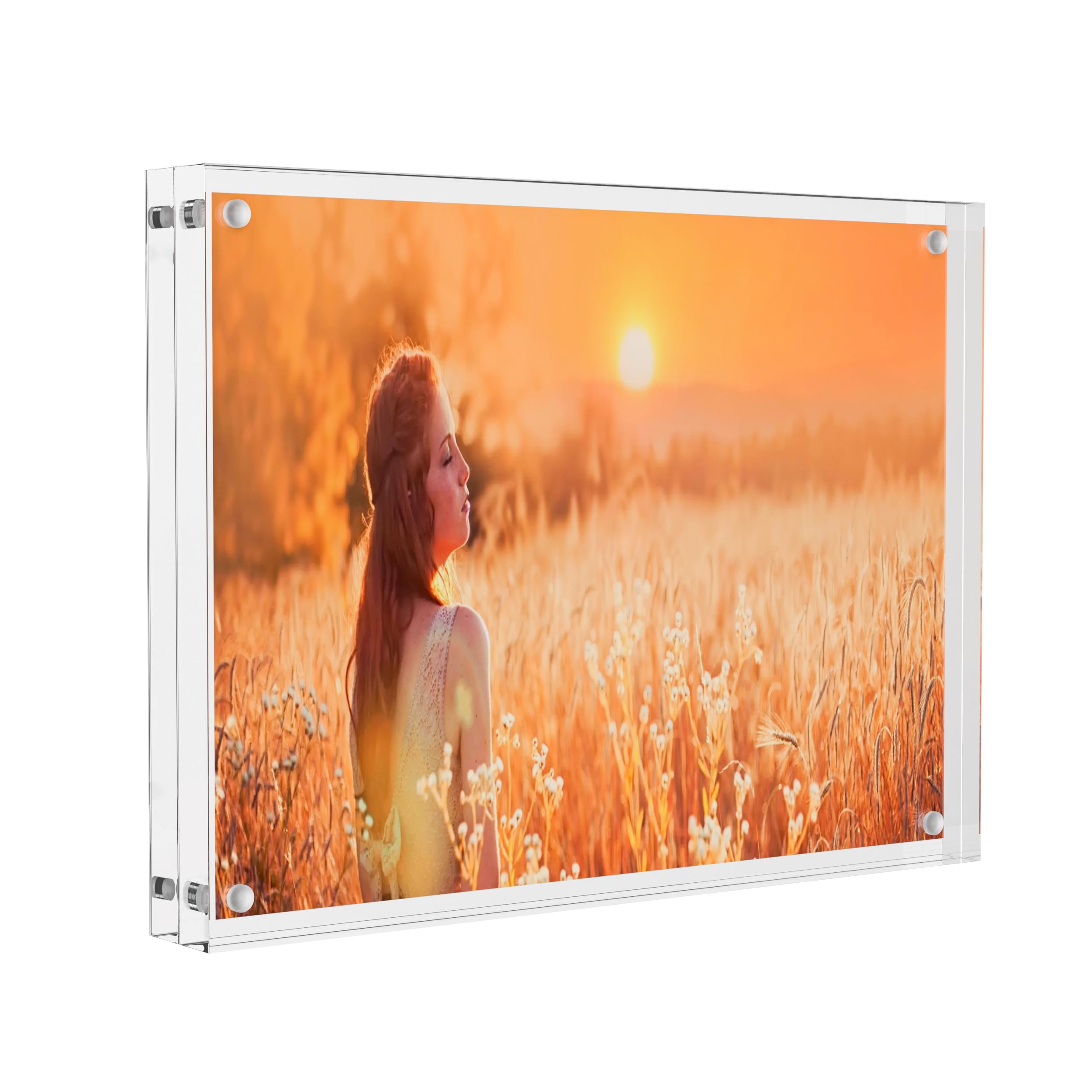 Sezanrpt Acrylic Picture Frame 6x8 Inches, High Transparent Magnetic Photo Frame, Double Sided Plexiglass Picture Frame 12mm + 12mm