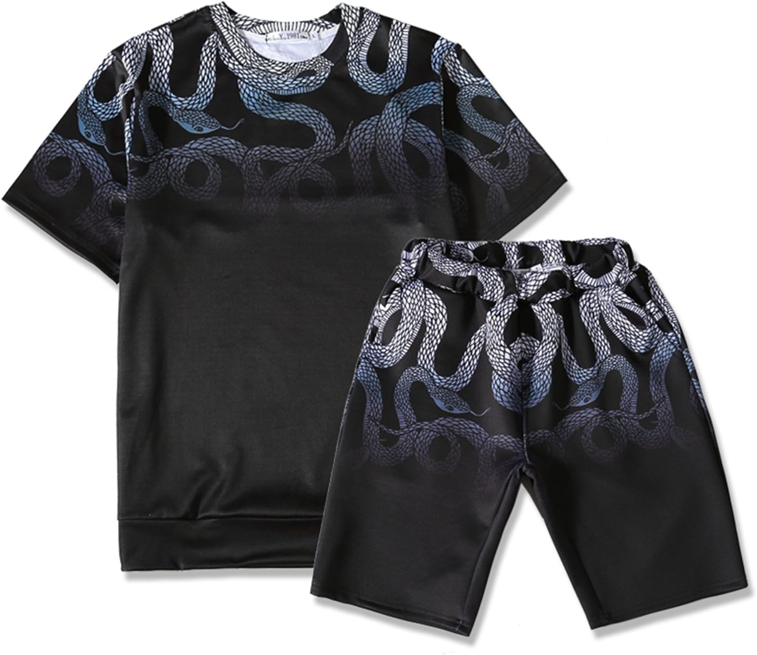 PIZOFF Mens Short Sleeve Baroque Print T-Shirt Shorts Sets