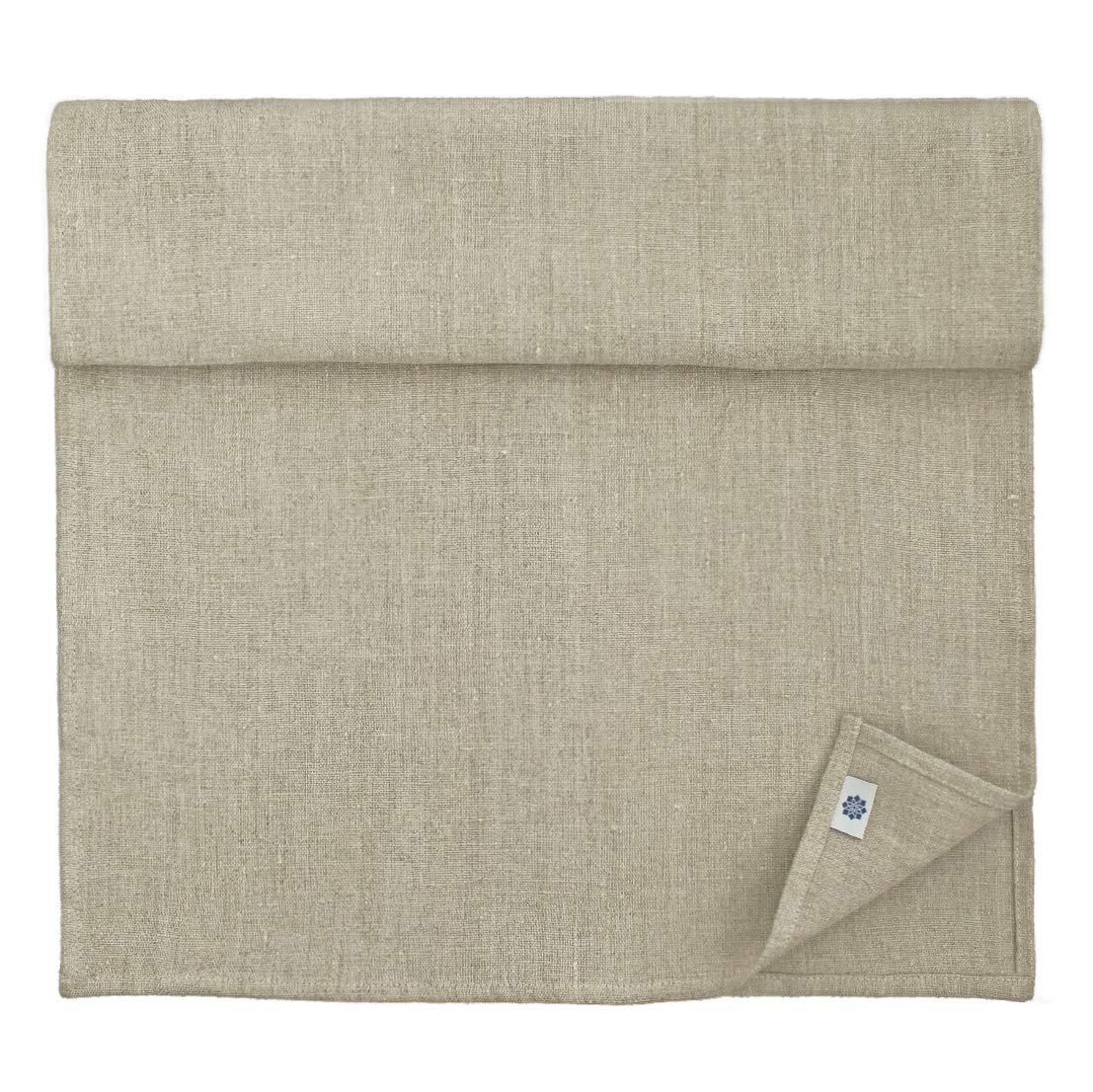 Lovely Linen & Cotton Stonewashed Table Runner RUSTICO, 100% Linen - 44 x 180cm (17.6''x 72''), Natural/ Grey