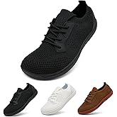 YOSFDC Women Barefoot Shoes Black Sneakers for Women Wide Width Tennis Running Walking Shoes Breathable Lightweight Ladies Size 9.5