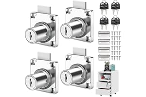 Desk Drawer Locks, 4 Pcs Cam Cupboard Locks, Cylinder Cupboard Drawer Lock for Door, Cabinet, Mailbox, Drawer, Cupboard, Hous