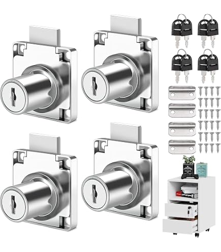 2-Pack Silver Drawer Lock With Keys – Zinc Alloy Cam Lock, 21.5mm Cylinder, 8/9 Length – For Cabinets, Office Desks, Filing Cabinets & Furniture