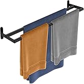 XEENEW Double Towel Bar, 24 Inch Towel Racks for Bathroom, Stainless Steel Bathroom Towel Holder, Towel Rack Wall Mounted Towel Hanger Towel Rod, Matte Black