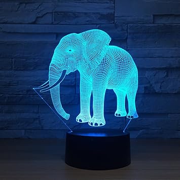 Wangzj 3d Beleuchtung Kinder Lampe Led Schreibtisch Tischdekor Lampe 7 Farbe Remote Touch Nachtlichter Gegenwart Dekoration Elefant Amazon De Baby
