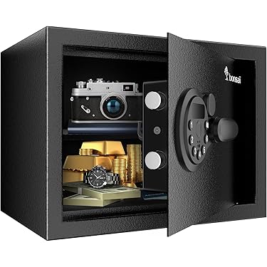 Coffre-fort Résistant Au Feu – Noir – Petit Coffre De Sécurité Avec Clé