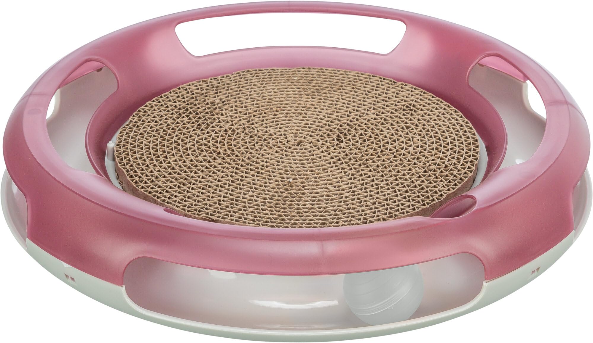 TRIXIE Race & Scratch cat toy - with scratching board and play ball - non-slip rubber feet - ball can be screwed on and filled with catnip or rattle - ø 37 cm - 41415
