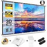 Abosi Projector Screen 16:9 HD Foldable Anti-Crease Portable Projection Movies Screen for Home Theater Outdoor Indoor Support