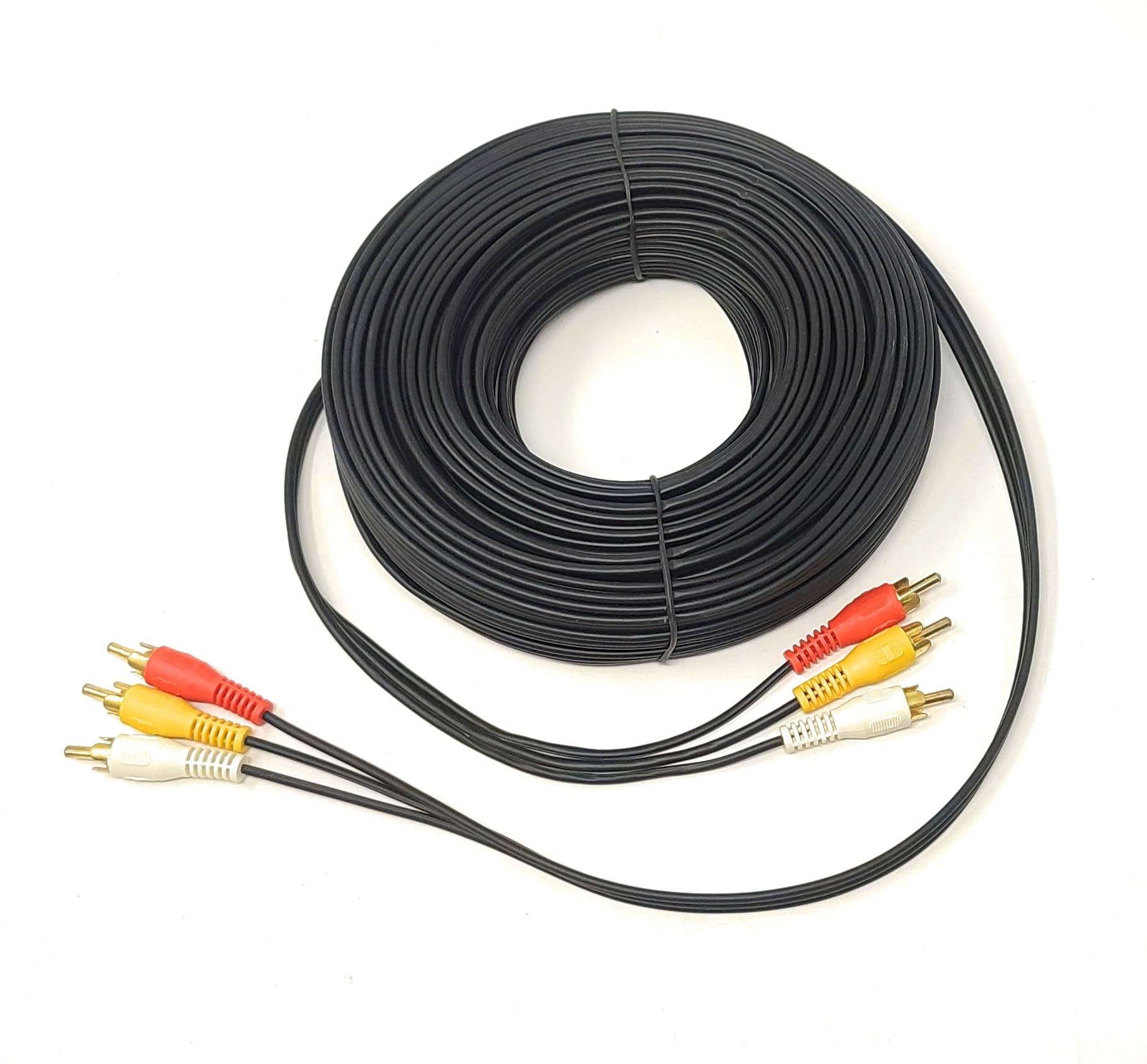 20m Triple 3 x RCA Male to 3 x RCA Male 24K Gold Plated Composite AV Audio Video Cable Compatible with Set-Top Box, Speaker, Amplifier, DVD Player (20m)