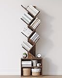 SUNMORY 6 Tier Tree Bookshelf, Small Bookcase with