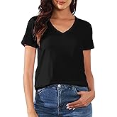 PALINDA Women's Classic Fit T Shirts Short Sleeve V Neck Casual Tee Shirt Summer Tops