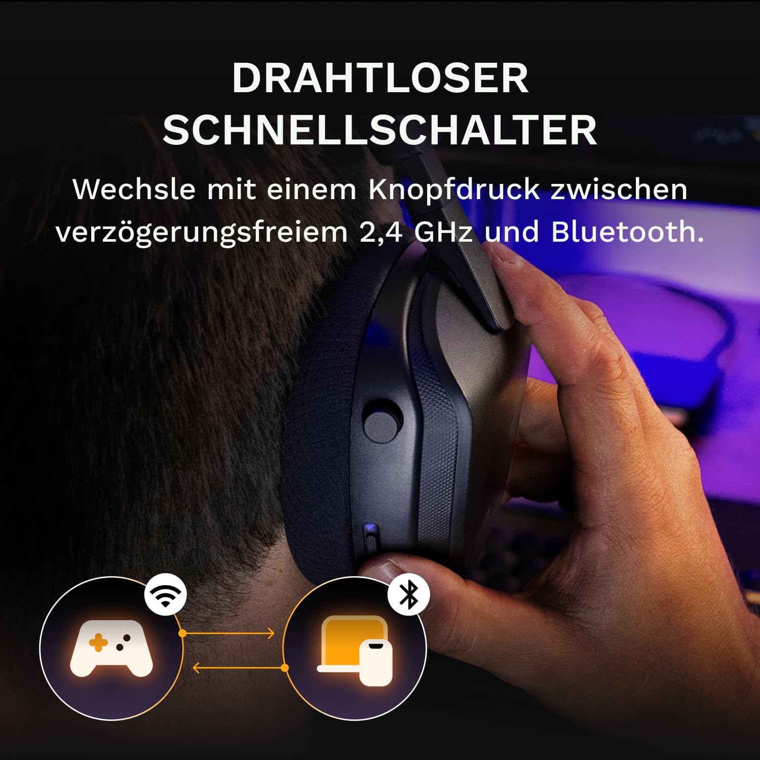 Glorious GHS Wireless InfinitePlay - Gaming Headset, PC, PS5, PS4 - Schwarz 7
