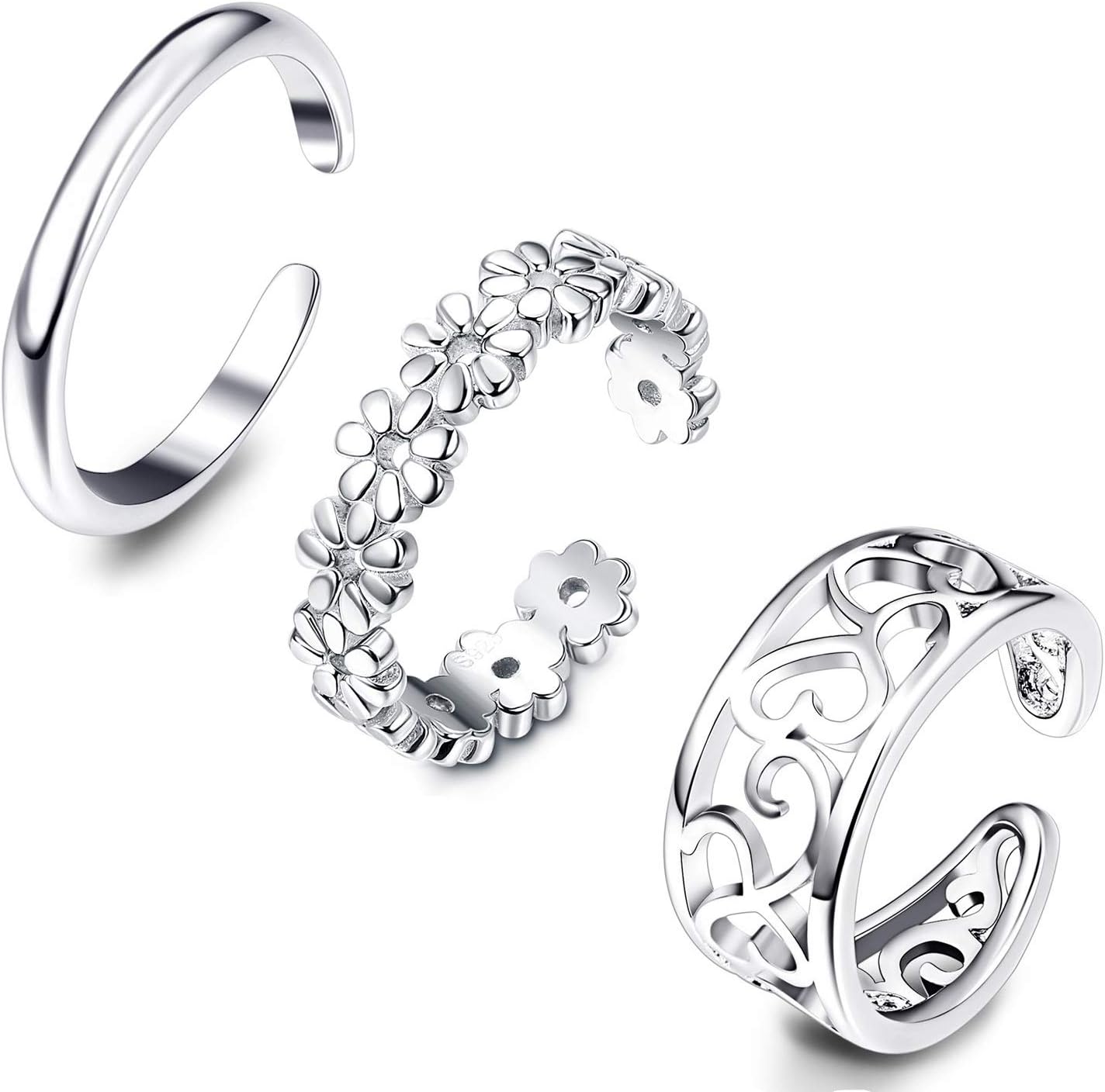 Besteel 3Pcs Toe Rings for Women Girls Adjustable Open Toe Ring Gifts Jewelry Set