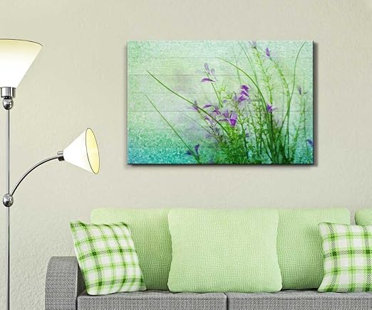 Small Purple Flowers with a Blue and Green Polkadot Texture Over