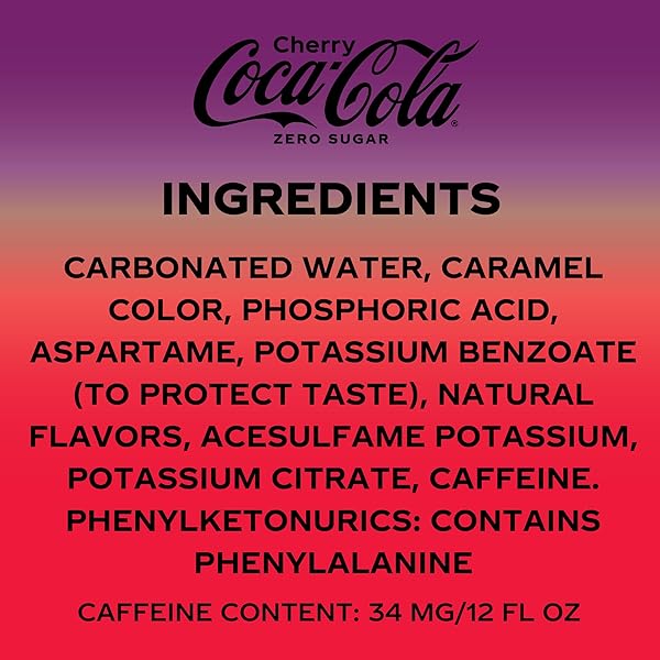 COCA-COLA ZERO SUGAR CHERRY DIET SODA SOFT DRINK, 16.9 FL OZ, 6 PACK