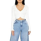 Forever 21 Womens Cropped Tulip-Hem Sweater-Knit Top