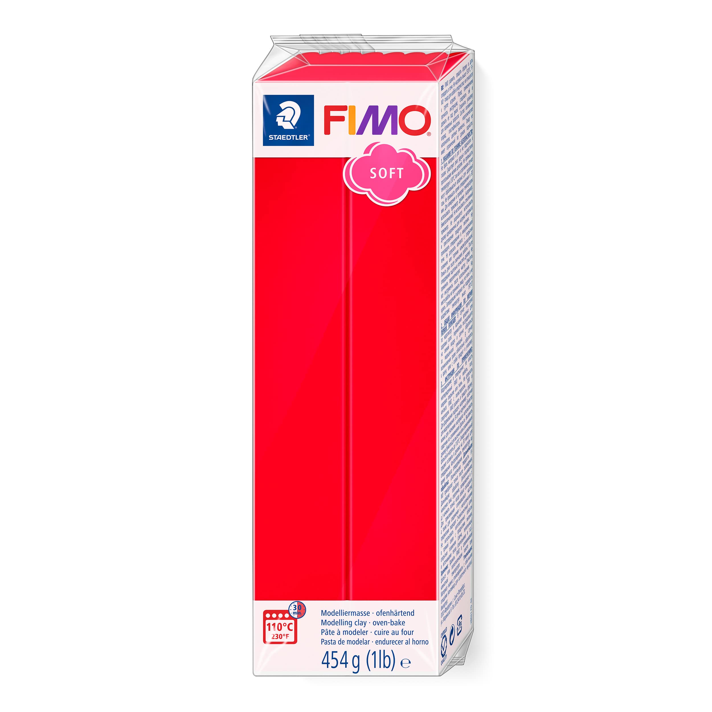 STAEDTLER 8021-24 FIMO Soft Oven-Hardening Polymer Modelling Clay - Indian Red (1 x 454g Block)