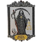 Santa Muerte Patch | Grim Reaper Protection Iron-On Badge 5x3.5 Inches | Our Lady of Holy Death Folk Saint | Nuestra Señora de la Santa Muerte | Healing, Love, Prosperity