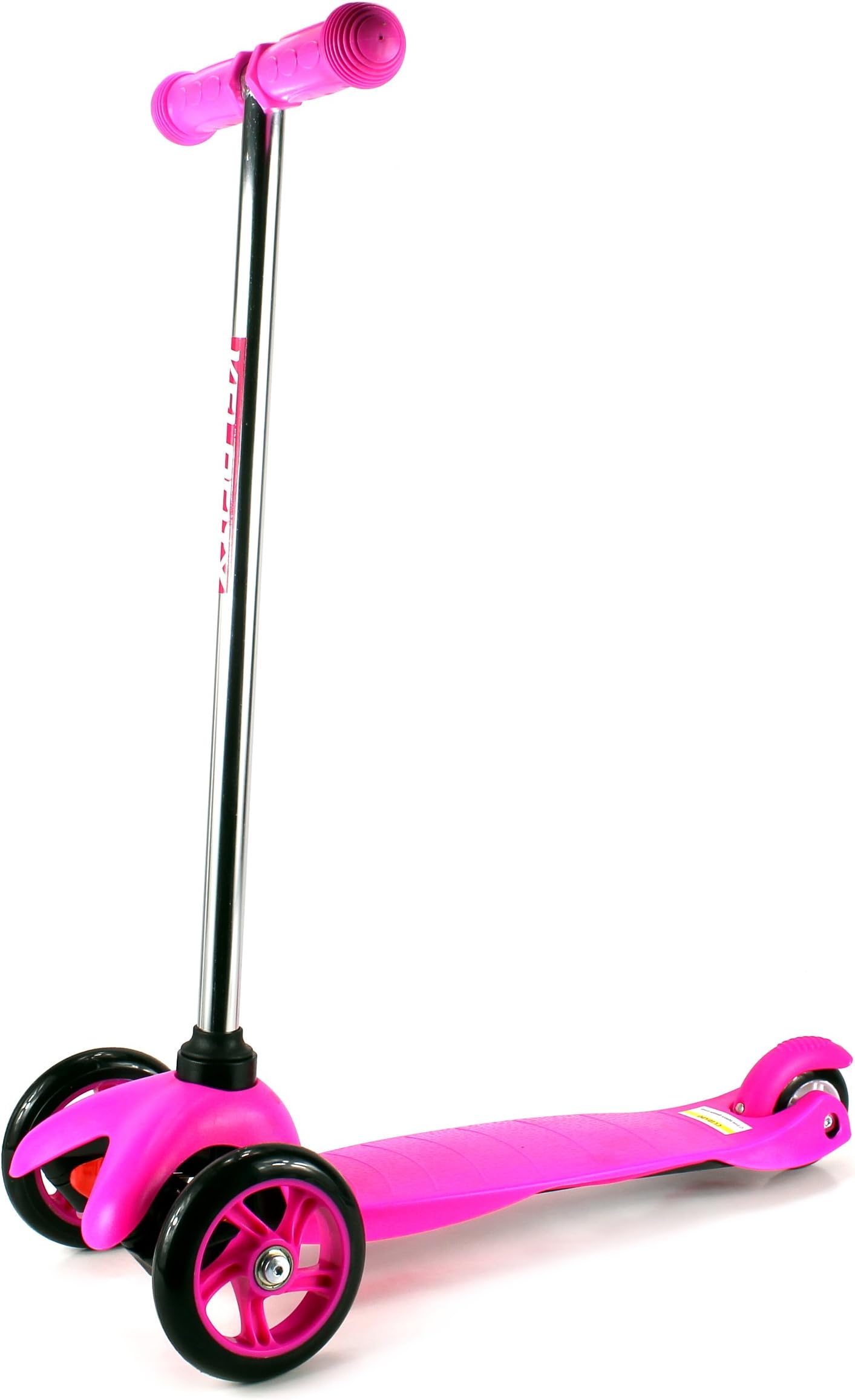 Velocity Scooters '23 Children's Kid's Three Wheeled Toy Kick Scooter w/Rear Fender Brake, Rubber Hand Grips (Pink)